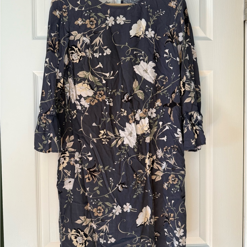 Old Navy Navy Floral Long Sleeve Dress